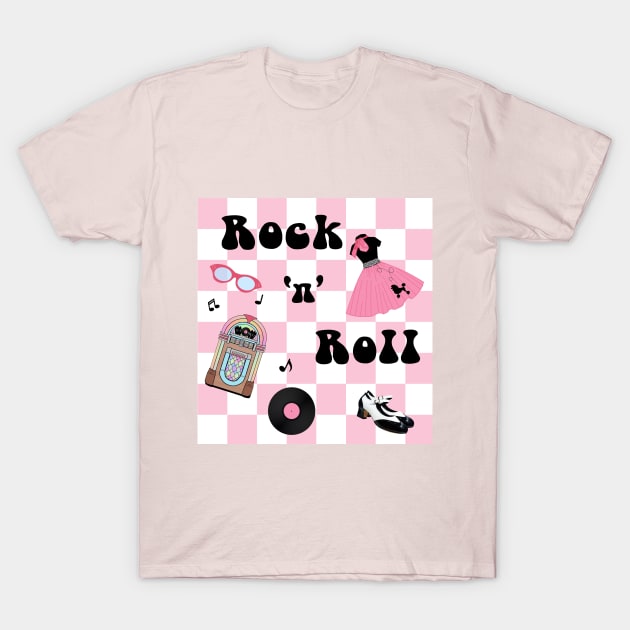 Rock and Roll Pink T-Shirt by KarwilbeDesigns